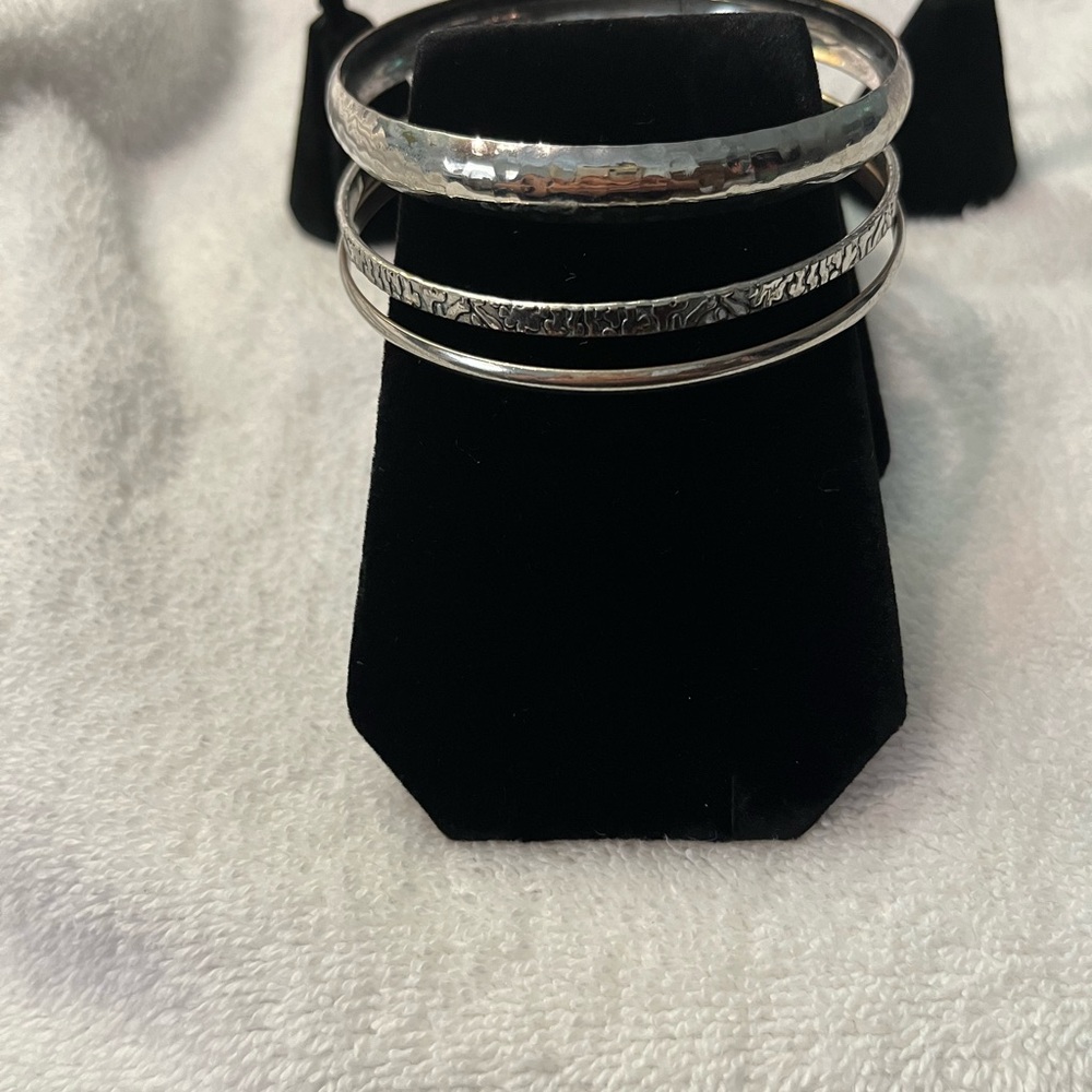 Silver Bangle Bracelet Set
